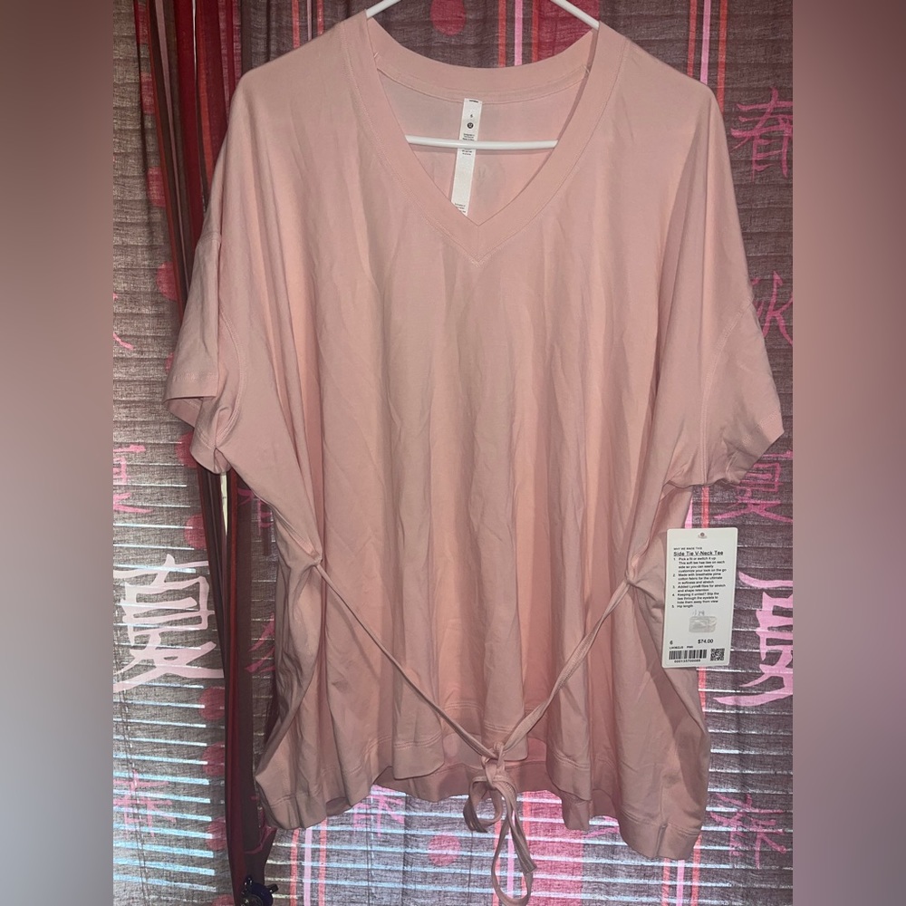 NWT Size 6 Lululemon Side Tie V-Neck Tee PIMI